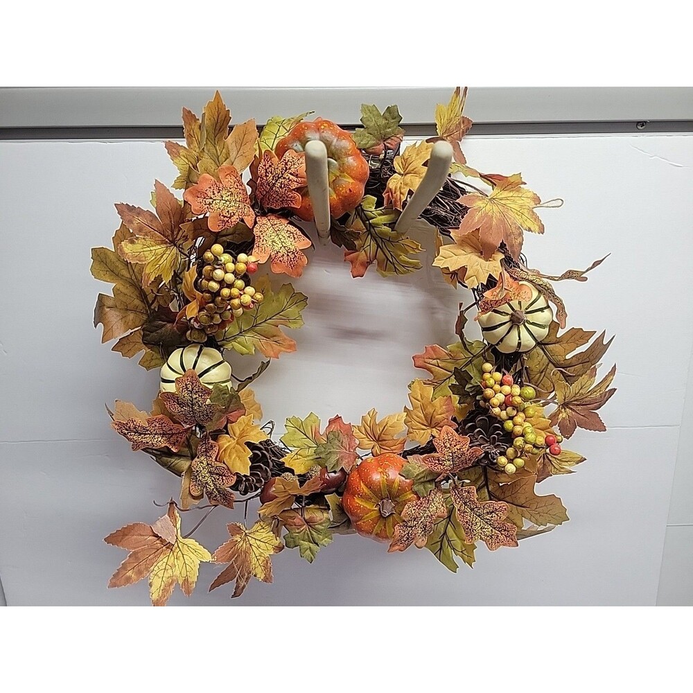 Avon Fall‎ Wreath for Front Door 12" Fall Wreath with Pumpkins Berries Leaves